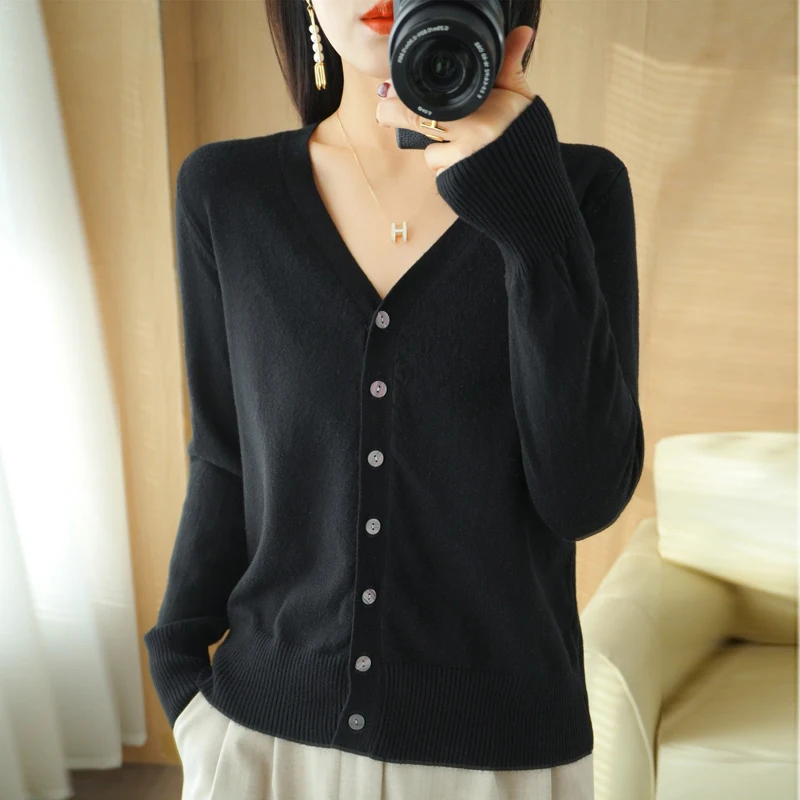 Cashmere Knit V-Neck Cardigan