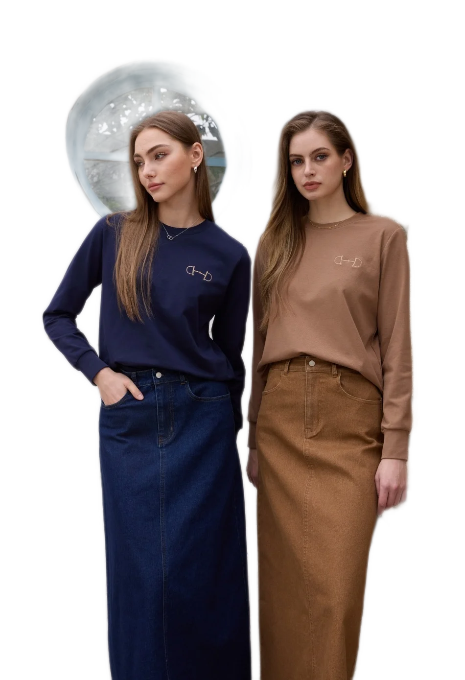 Stretch Denim Skirt with Elastic Waistband