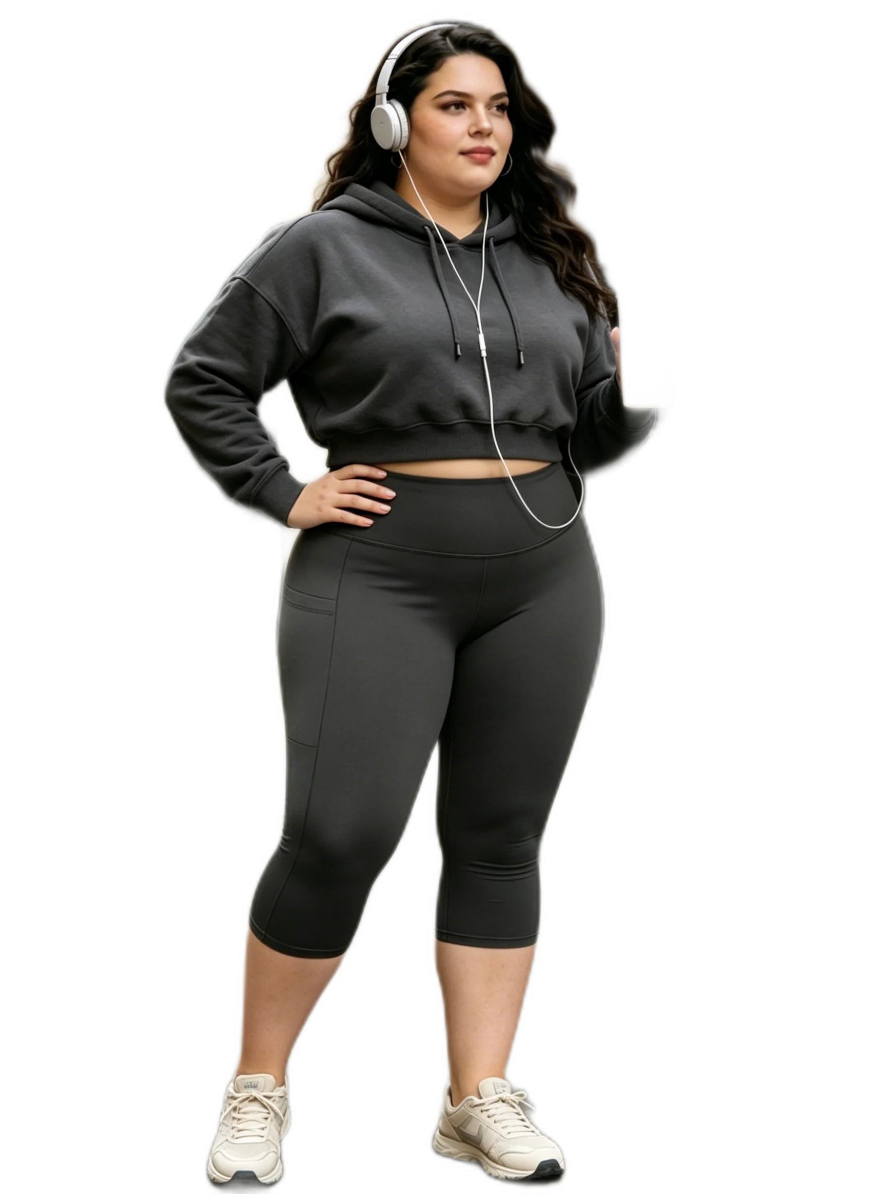 Black Stretchy High Waist Capri Leggings with Pockets