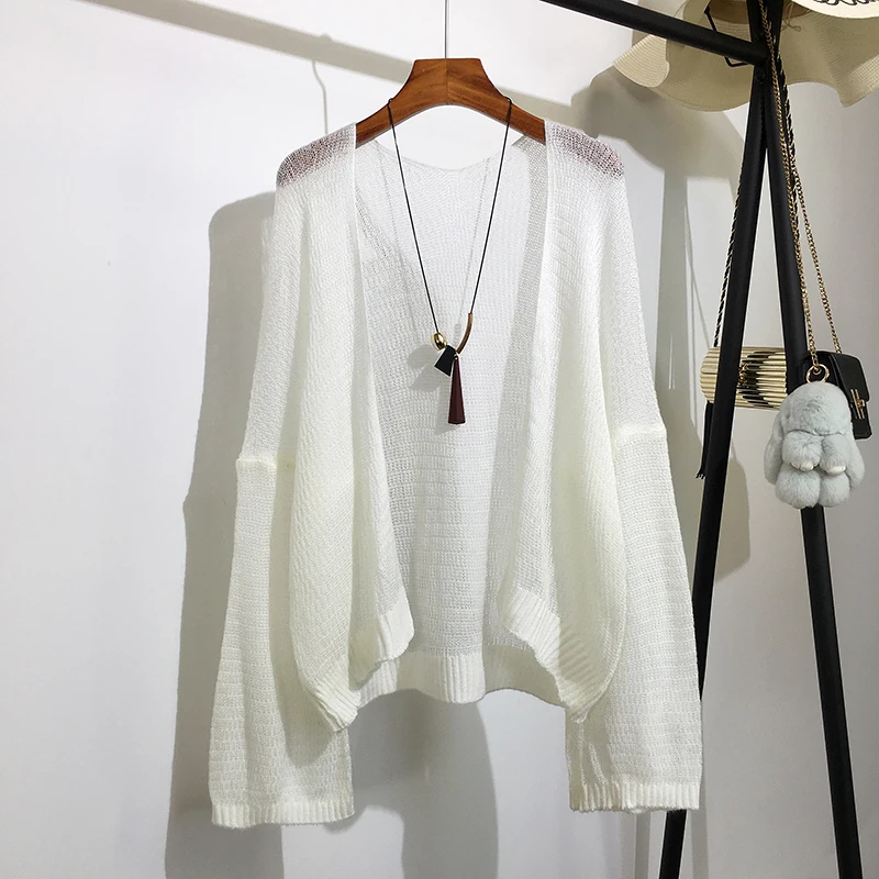 Sheer Crochet Knit Open-Front Cardigan Cover-Up