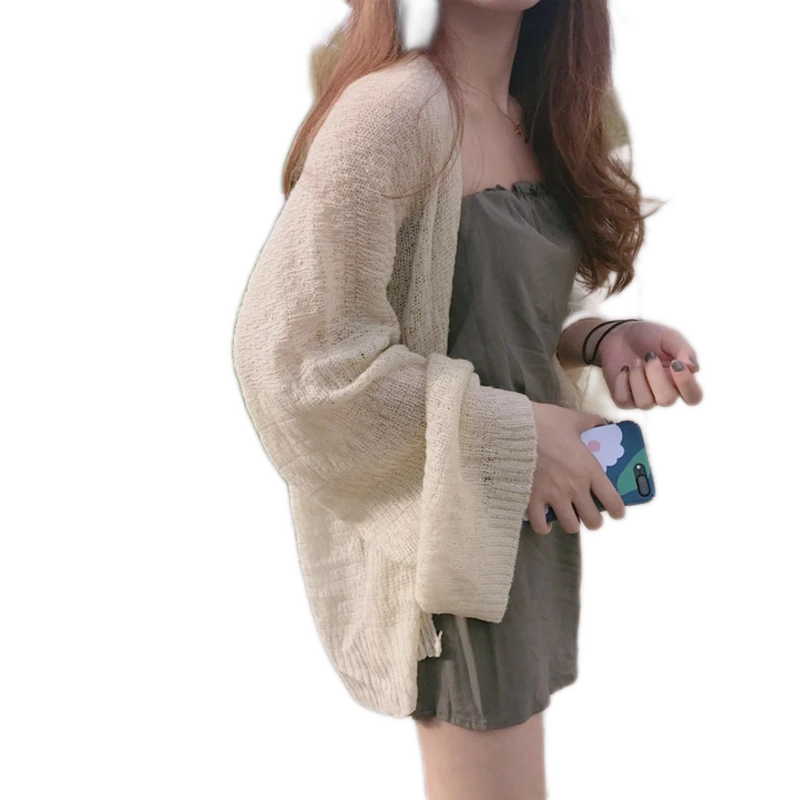 Sheer Crochet Knit Open-Front Cardigan Cover-Up