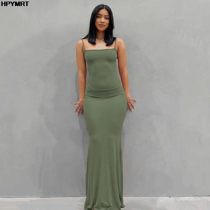 Satin Sleeveless Backless Slim Bodycon Maxi Dress