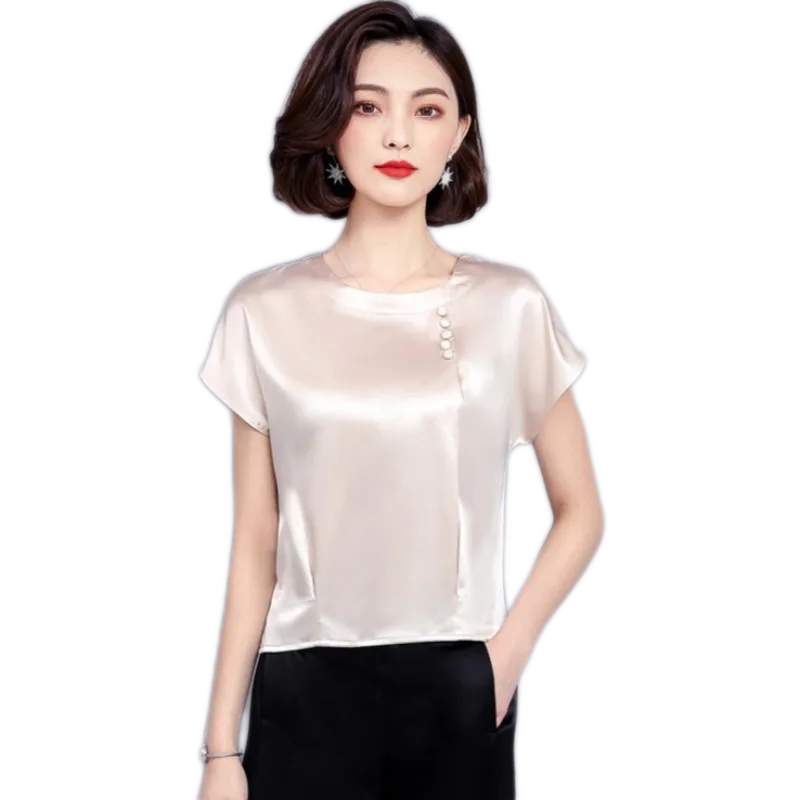 Claret Chiffon Solid Short Sleeve Blouse
