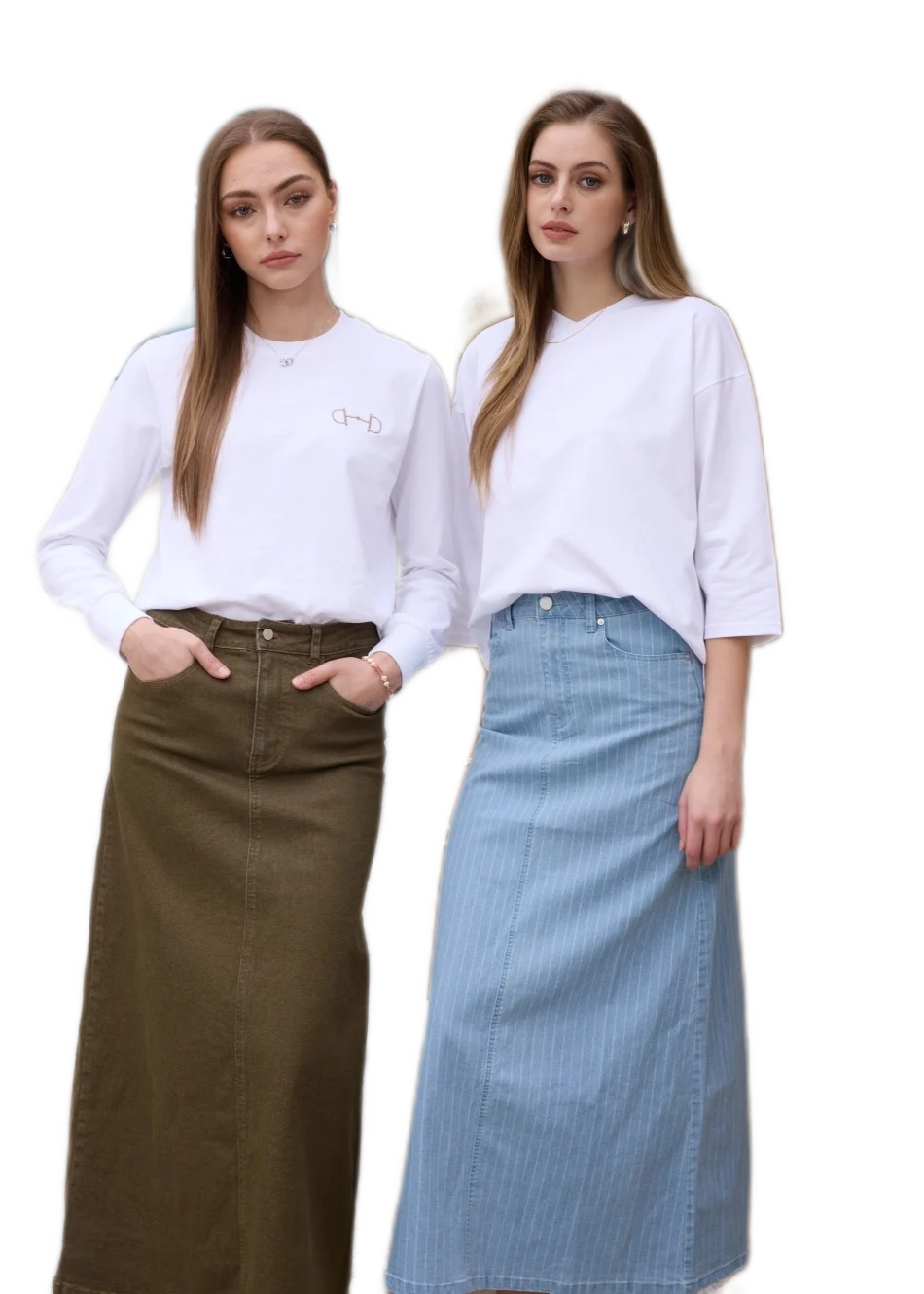 Blue Pinstripe Denim Skirt