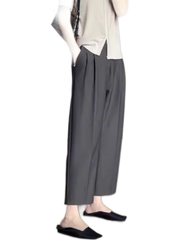 High-Waist Ankle-Length Harem Trousers with Pockets