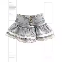 Blue Denim Riveted Belt A-Line Mini Skirt