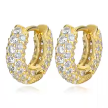Gold Plated CZ Small Hoop Cartilage Huggie Earrings