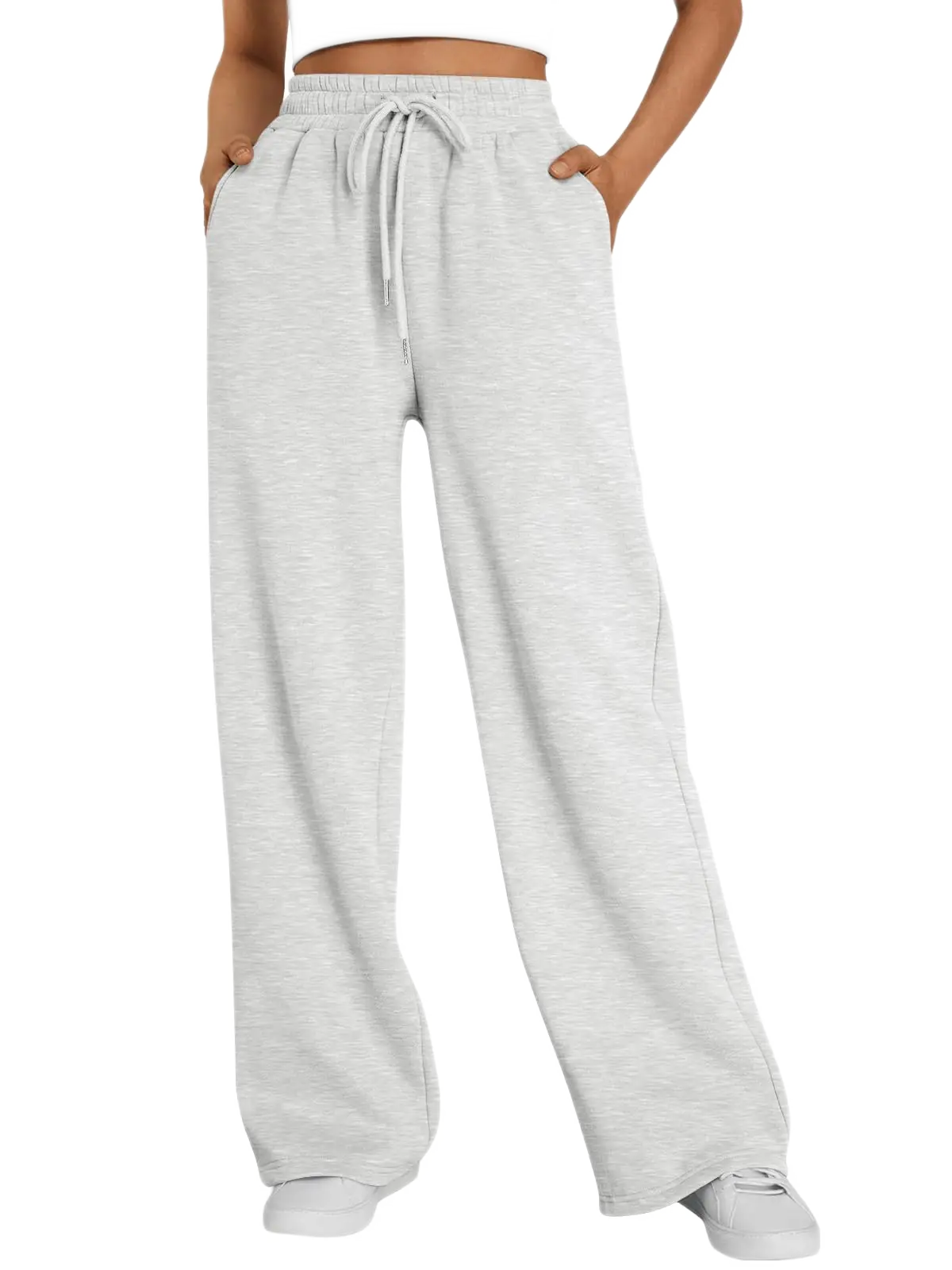 Gray Wide Leg Drawstring Jogger Sweatpants